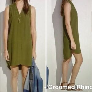 Madewell Fairsky Olive Green V Neck Sleeveless Dress Size S